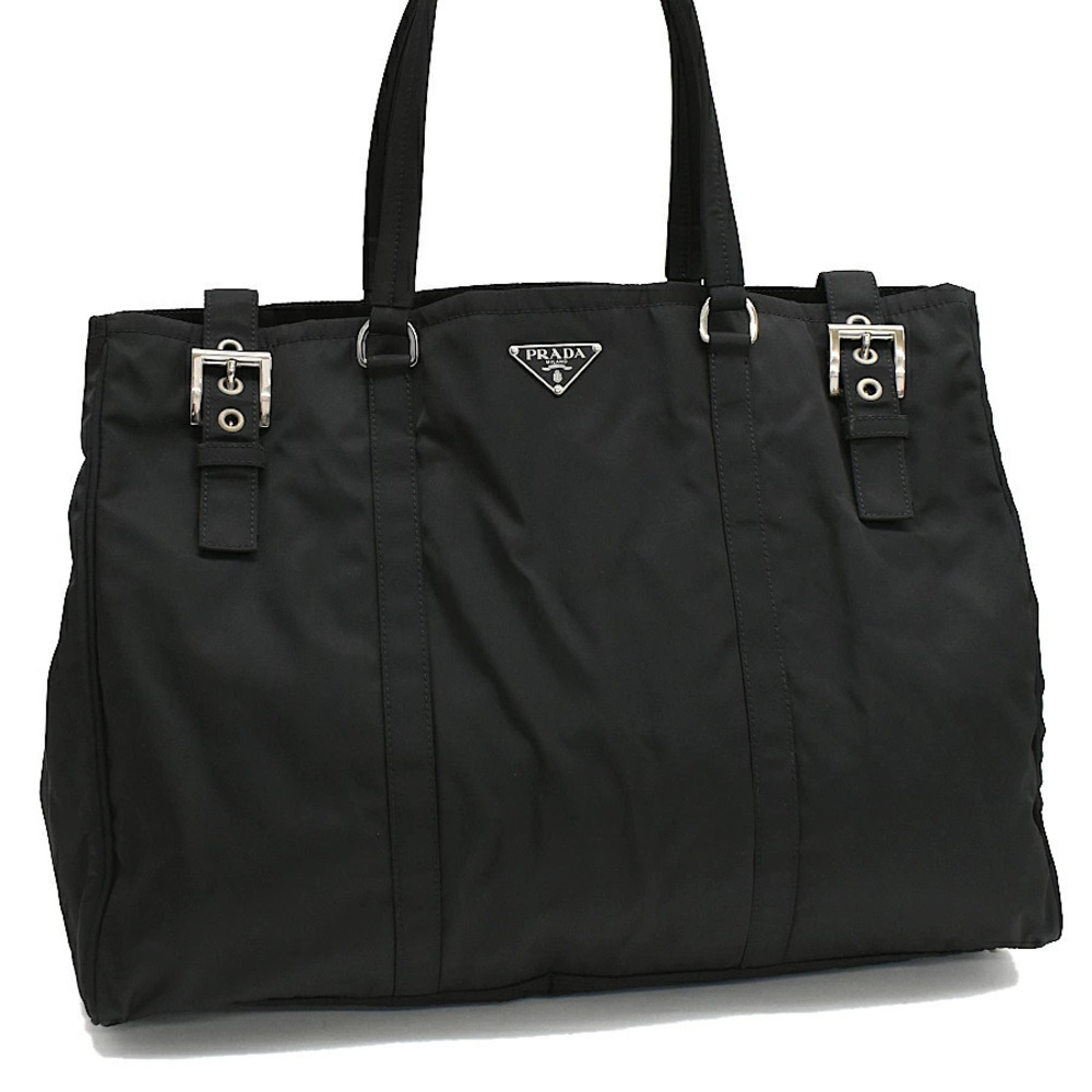 Prada Shoulder Tote Bag Black Triangle Plate